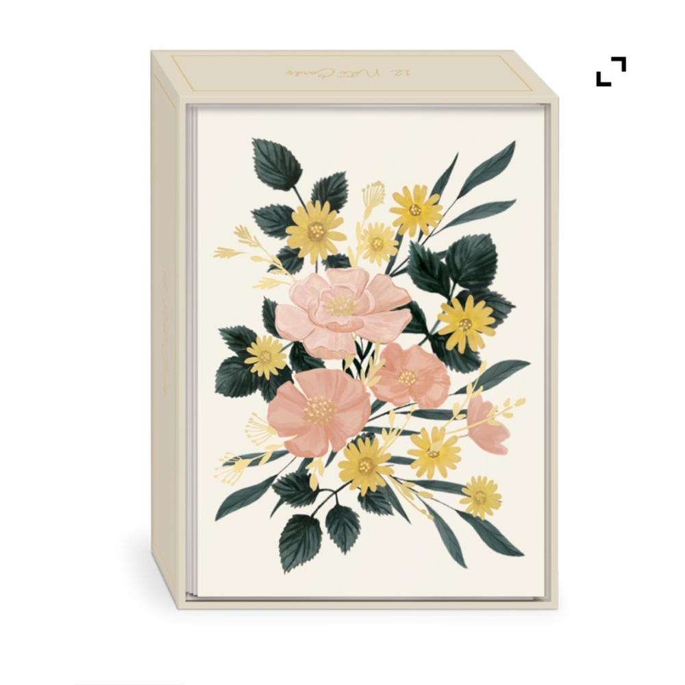 New Spring Garden Cream Bouquet 12 Note Cards Punch Studios with Envelopes